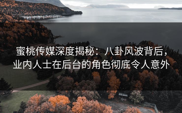 蜜桃传媒深度揭秘：八卦风波背后，业内人士在后台的角色彻底令人意外