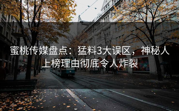 蜜桃传媒盘点：猛料3大误区，神秘人上榜理由彻底令人炸裂