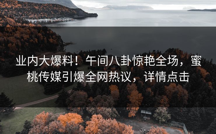 业内大爆料！午间八卦惊艳全场，蜜桃传媒引爆全网热议，详情点击