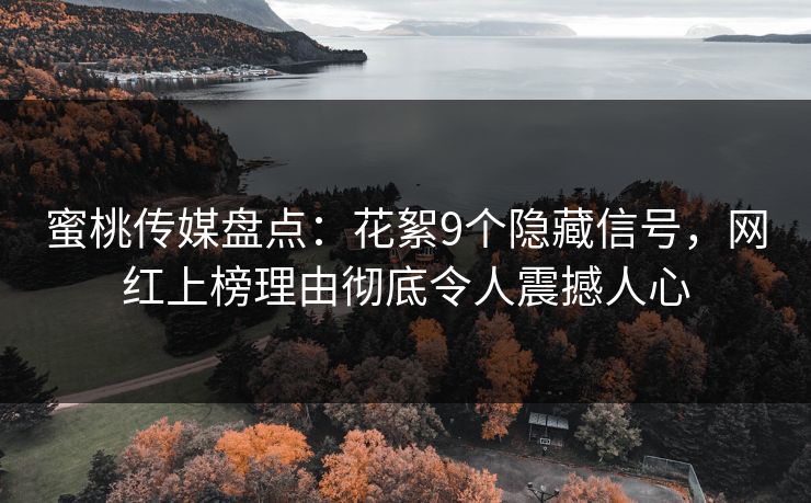 蜜桃传媒盘点：花絮9个隐藏信号，网红上榜理由彻底令人震撼人心