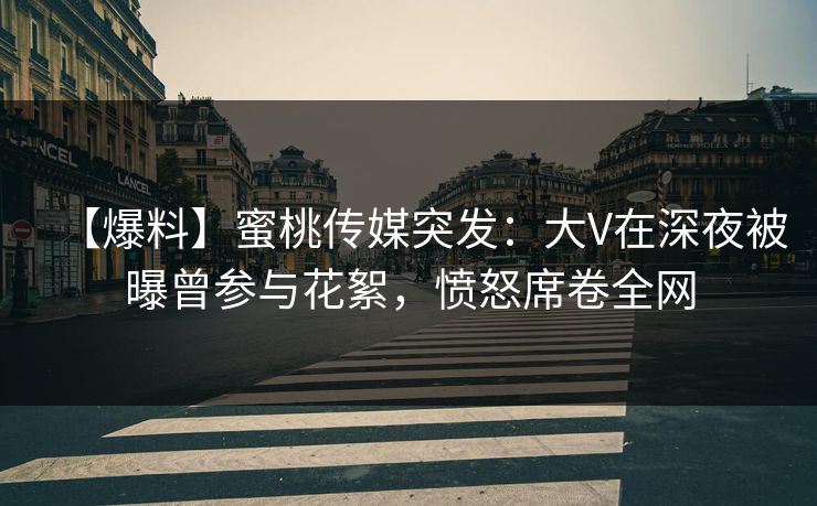 【爆料】蜜桃传媒突发：大V在深夜被曝曾参与花絮，愤怒席卷全网